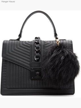 Top Handle Handbag Synthetic Saddle Shape Twist Lock Medium Size